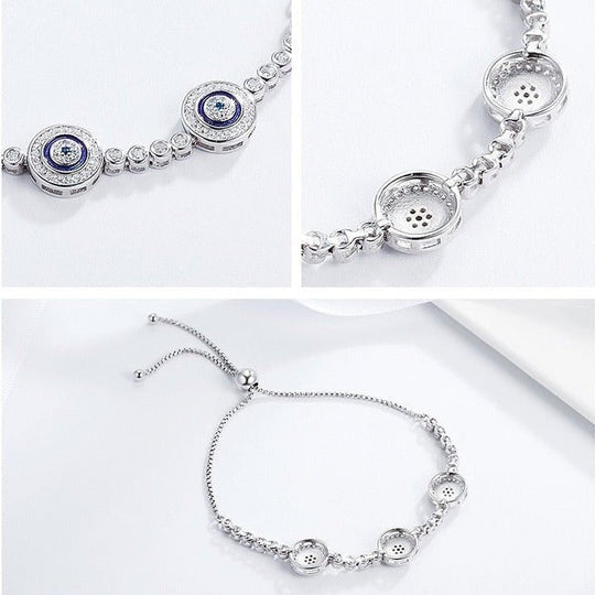 Pulsera de Ojos Turcos Azules de Cristal Circonita