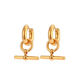 Pendientes de Aro con Colgante Chapados en Oro de 18K