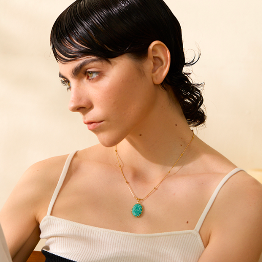 Collar con Colgante de Piedra Natural Amazonita Azul