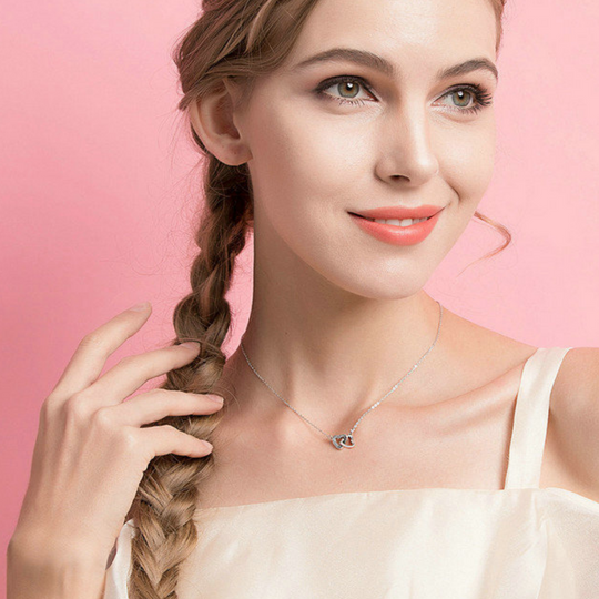 Collar Corazones Conectados Plata